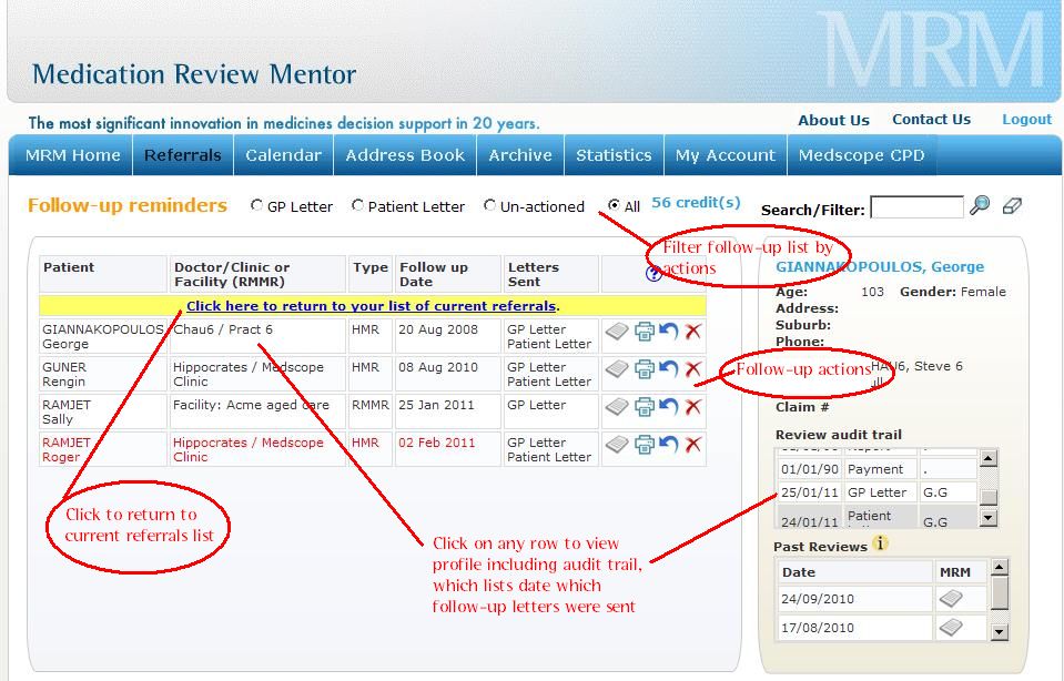 snapshot of the new follow-up management console