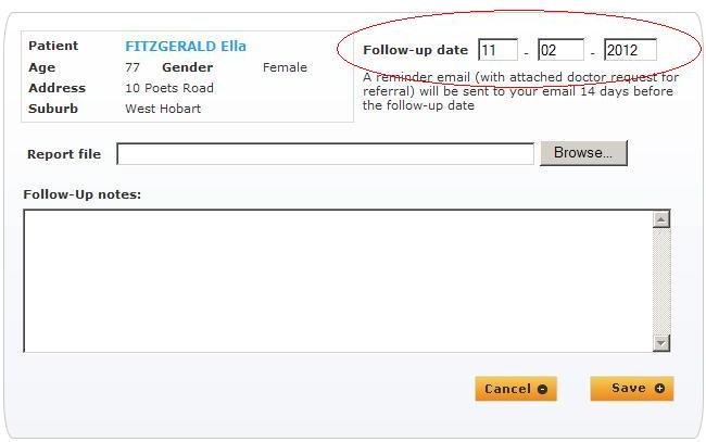 Setting the follow-up date